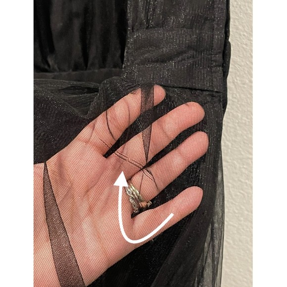 MODCLOTH Tulle Embroidered Sleeveless Rose Black Midi Dress - Picture 10 of 10